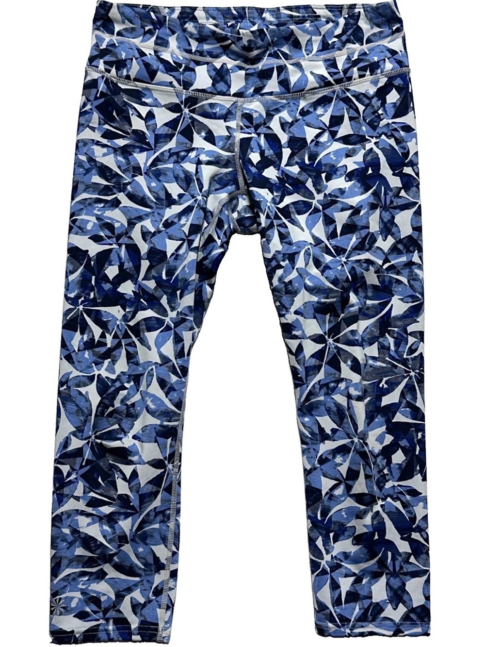 Athleta Women’s Small Blue White Floral Print High Rise Capri Leggings 22”